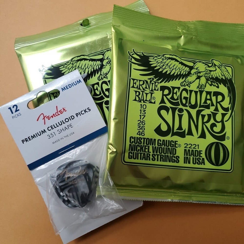 Ernie Ball Fender OS Guitar String & Pick Lot Unisex Multi 2221 351 Accessories